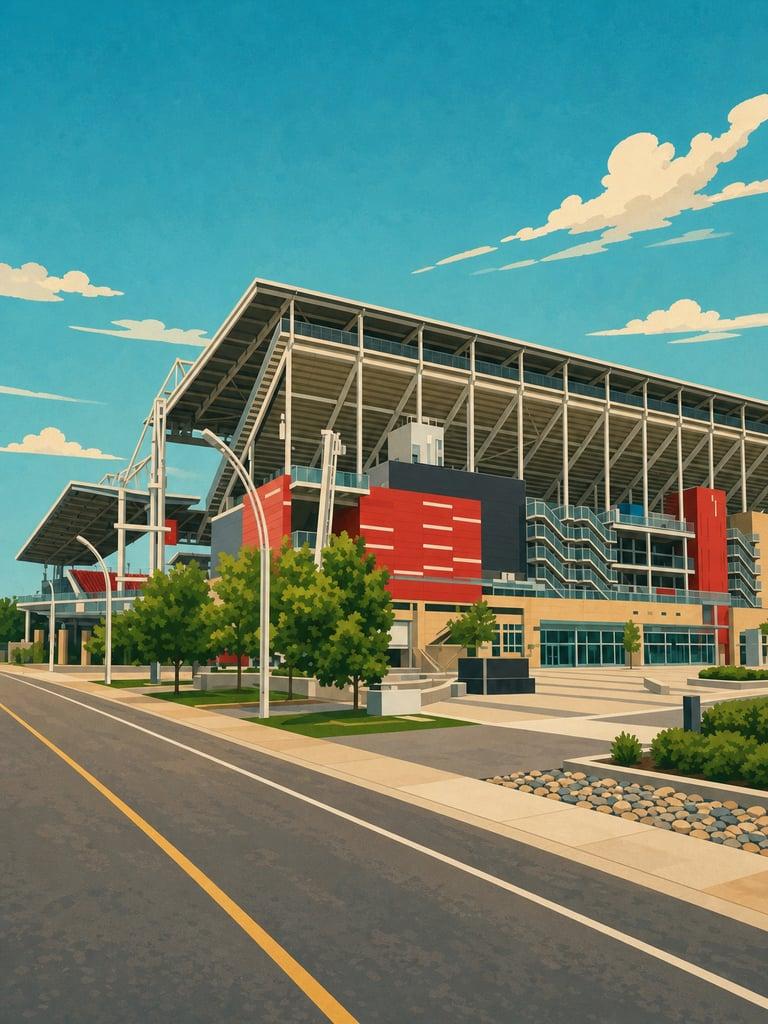 Illustrated VistaSpots postcard of BMO Field in Toronto