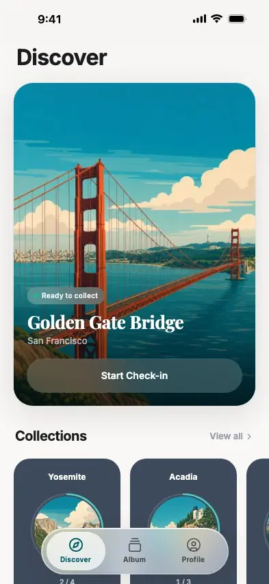 Discover tab showing nearby spots and collections
