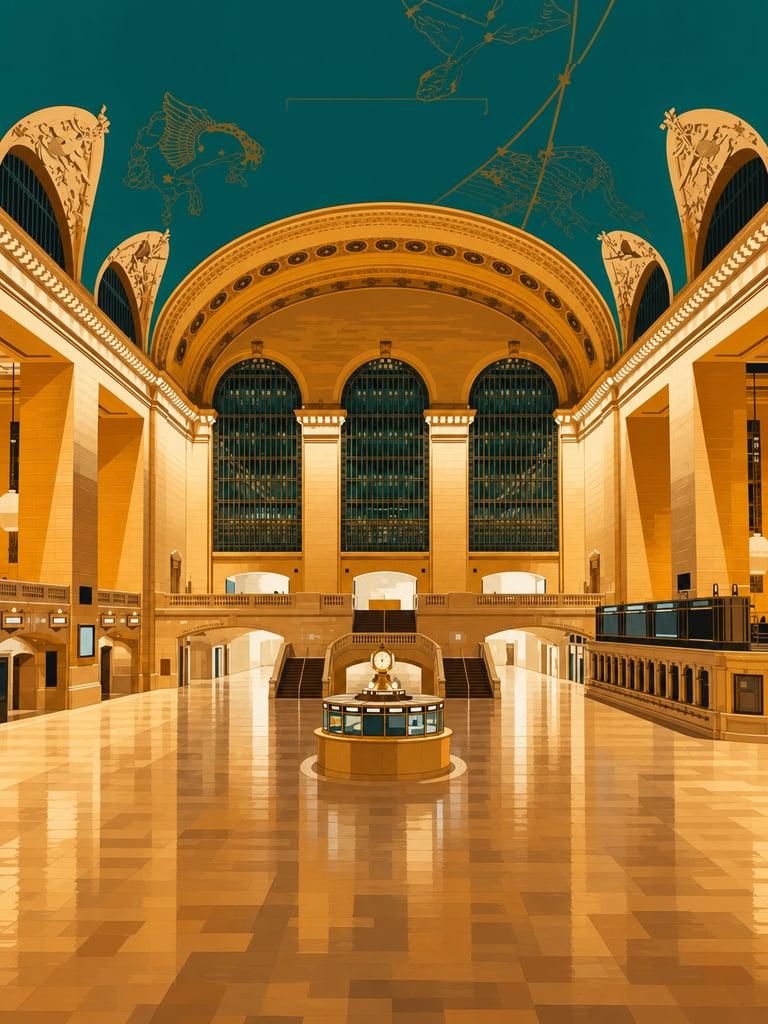 Illustrated VistaSpots postcard of Grand Central Terminal in New York